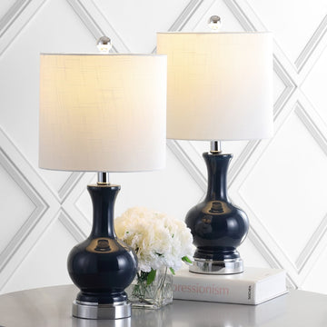 Cox 22" Glass/Metal LED Table Lamp - JONATHAN Y